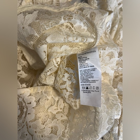 NWT ZIMMERMANN Lyrical Lace blouse Size 3 - Picture 6 of 7
